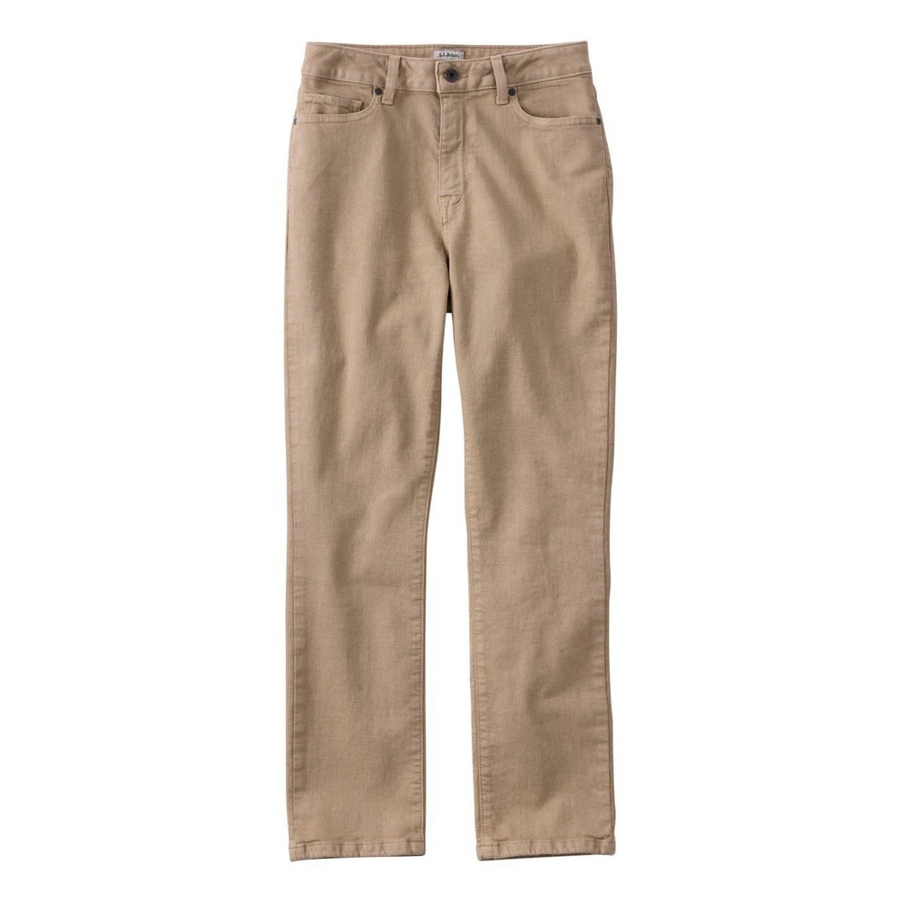 LL Bean Jeans Denim Classic Fit Straight Leg Tan Stretch Womens Sz 12 Petite